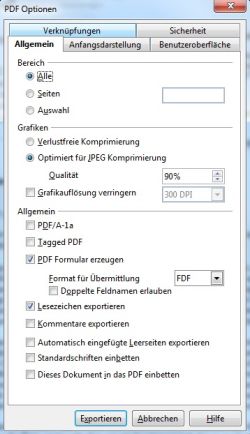 Optionen fr den PDF-Export